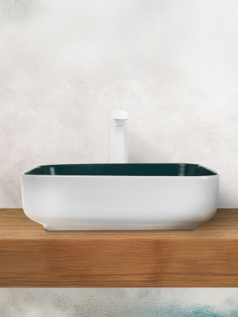 Раковина из сантехнического фаянса WeltWasser WW SK 10000005602 40 см накладная цвет белый/зеленый без отверстий под смеситель