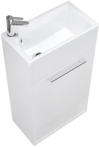 Тумба с раковиной 1MarKa Lira У85921 39х22х85 напольная цвет белый глянцевый - фото 2