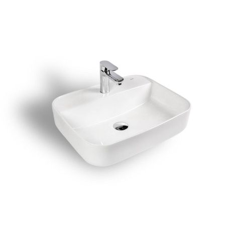 Раковина из сантехнического фарфора Bond Cube S13-500 50х40 накладная цвет белый 1 отверстие под смеситель