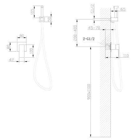 Гигиенический душ со смесителем Abber Daheim AF8225B черный