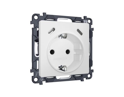 Комплект механизма электрической розетки 2USB С+C 20W с/з на винтовых зажимах 16A-250V Ambrella Volt MA MA130510 - фото 5