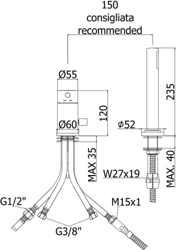 Смеситель Paffoni Light LIG048CR на борт ванны хром - фото 2