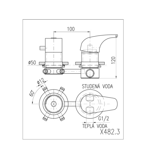 Смеситель для душа RavSlezak X482 встраиваемый в стену хром - фото 2