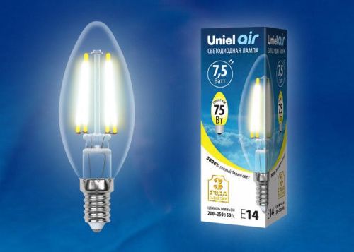 Лампа светодиодная филаментная Uniel AIR A (АИР А) LED-A60-8W/NW/E27/CL GLA01TR картон - фото 2