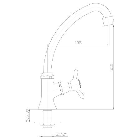 Смеситель для кухни Rossinka Q Q02-60U на мойку хром