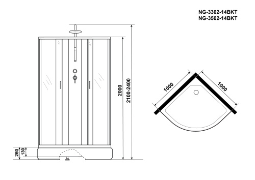 Душевая кабина Niagara Classic 35021434BKT 100х100 четверть круга - фото 5
