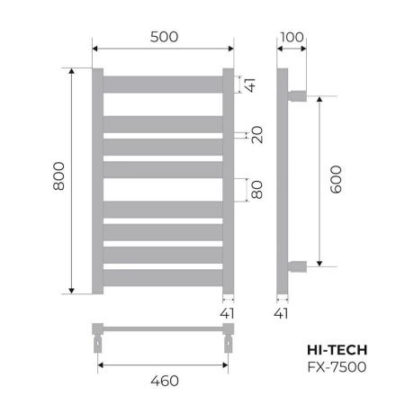 Полотенцесушитель электрический Fixsen FX-7500B 50х80 черный
