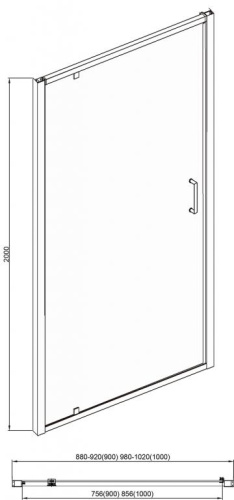 Душевая дверь Bravat Blackline BD100.4111B 90х200 стекло прозрачное профиль черный - фото 3