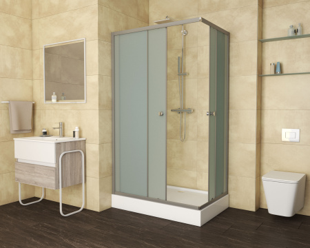 Душевой уголок Niagara Eco _0101422Q 100х100 стекло матовое профиль хром глянцевый с поддоном