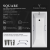 Ванна чугунная Vinsent Veron Square VSQ1707545H/VH0012CH-AS 170х75 пристенная прямоугольная с ножками с ручками