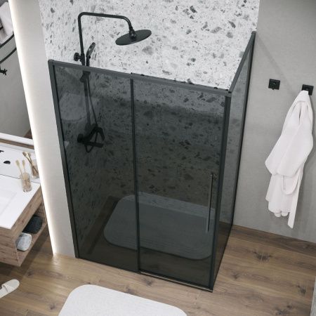 Душевой уголок Grossman Galaxy 120.K33.01.1470.21.10 140х70 стекло тонированное профиль черный без поддона