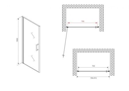 Душевая дверь Abber Sonnenstrand AG04080B 80х195 стекло прозрачное профиль черный