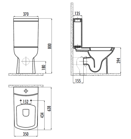 Чаша унитаза напольная Creavit Lara LR360-00SM00E-0000 цвет черный без бачка без сиденья