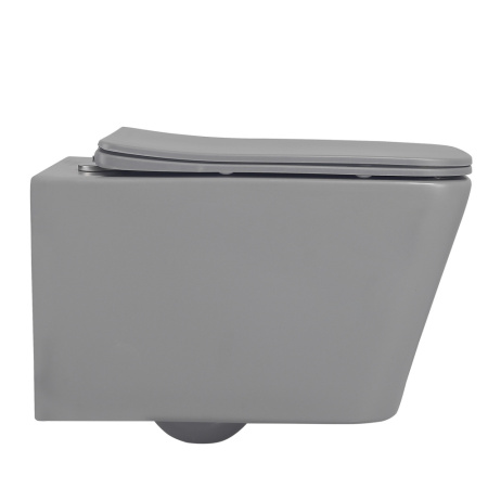 Унитаз подвесной Abber Rechteck AC1201MG серый матовый с сиденьем микролифт безободковый каскадный смыв