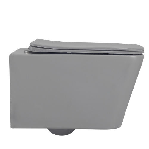 Унитаз подвесной Abber Rechteck AC1201MG серый матовый с сиденьем микролифт безободковый каскадный смыв - фото 5