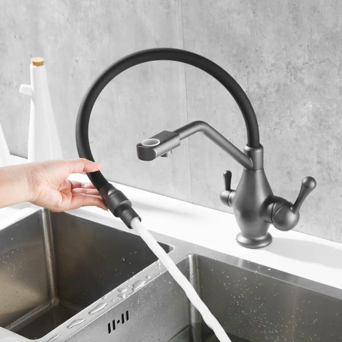 Смеситель для кухни Rose R858Y на мойку пепельный - фото 5