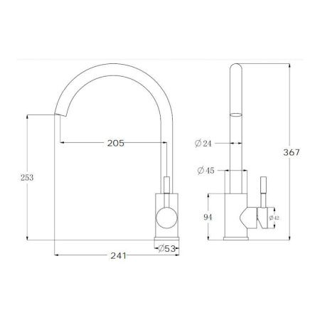 Смеситель для кухни Esko Kitchen K45 Black на мойку черный