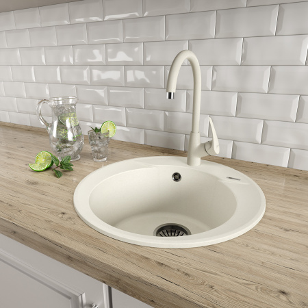 Кухонная мойка LeMark Sula 500 9910004 50х50 цвет белый поверхность матовая