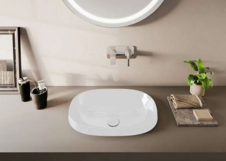 Раковина из сантехнического фарфора Vitra Frame 5652B403-0016 60х40 накладная цвет белый без отверстий под смеситель