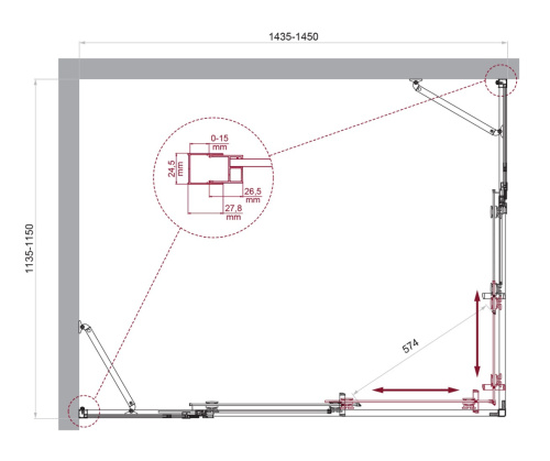 Душевой уголок BelBagno LUCE LUCE-AH-22-145/115-C-Cr 145х115 стекло прозрачное профиль хром глянцевый без поддона - фото 2