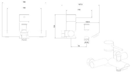 Смеситель для ванны с душем Allen Brau Glority 5.51003-00 настенный хром