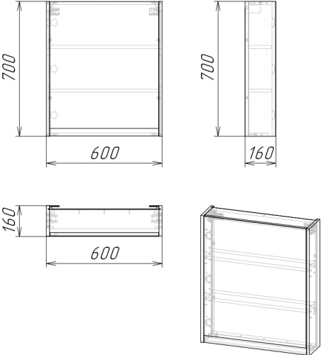 Зеркало-шкаф Stella Polar Кибела SP-00001103 60х16х70 подвесной цвет серый - фото 2 Зеркало-шкаф Stella Polar Кибела SP-00001103 60х16х70 подвесной цвет серый - фото 2