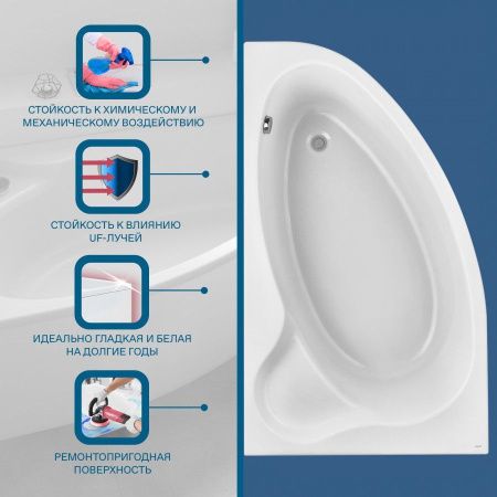 Ванна акриловая Santek Эдера 1WH501662 170х100 пристенная асимметричная без каркаса