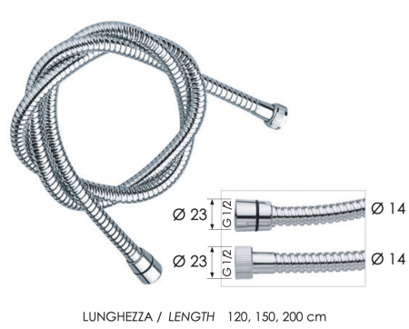 Душевой шланг Remer 333CN120 хром