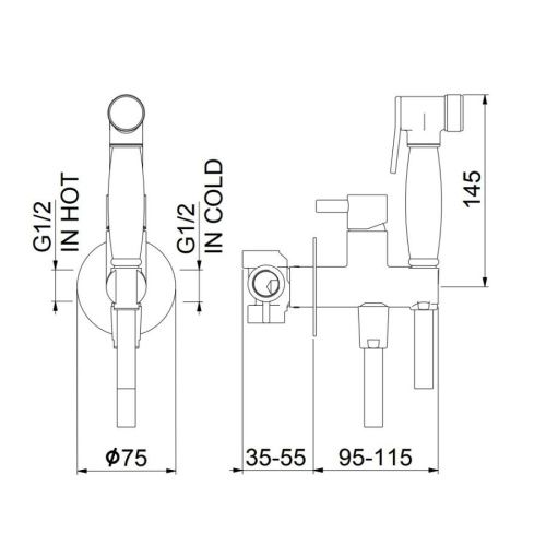 Гигиенический душ со смесителем Webert Elio EL870301010 золото - фото 3