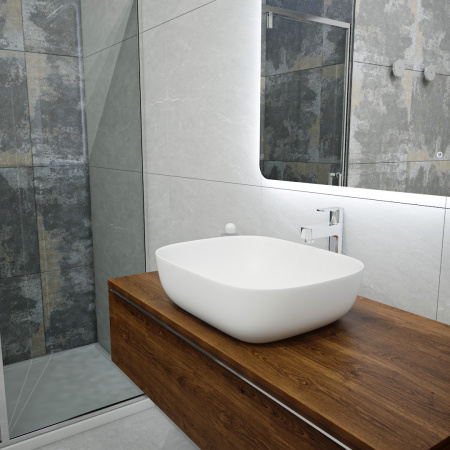 Раковина из сантехнического фарфора Teymi Solli T50390 49х40 накладная цвет белый без отверстий под смеситель