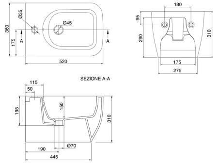 Биде Scarabeo Teorema 2.0 5127 подвесное