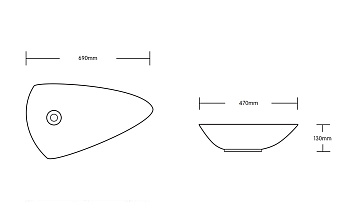 Раковина из сантехнического фарфора Cerutti SPA CR7014 69х37 накладная цвет белый без отверстий под смеситель