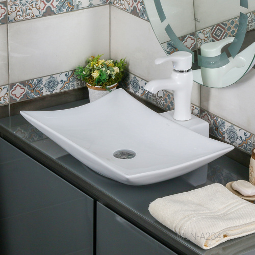 Раковина из сантехнического фарфора Melana A234-805 57х45 накладная цвет белый 1 отверстие под смеситель - фото 3