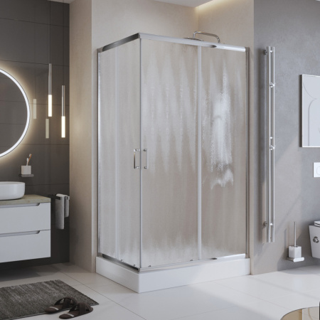 Душевой уголок BelBagno UNO-195 UNO-195-AH-2-120/100-CH-CR стекло шиншилла 5 мм