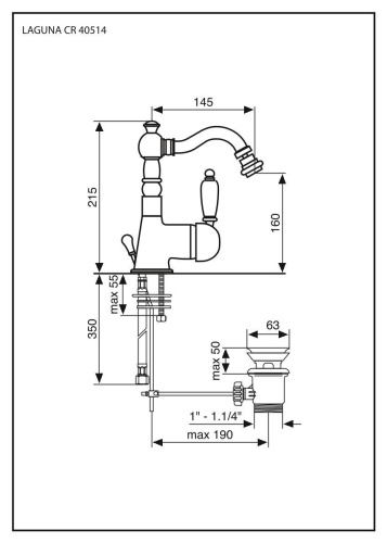 Смеситель Emmevi Laguna 40514/CR на биде хром - фото 2 Смеситель Emmevi Laguna 40514/CR на биде хром - фото 2