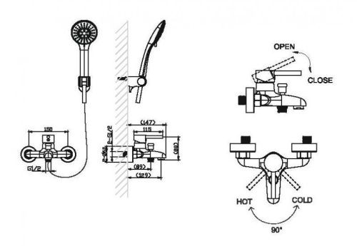 Смеситель для ванны Bravat Slim F6332366CP-01-RUS настенный хром - фото 2
