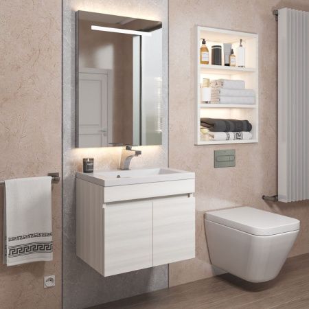 Тумба под раковину Uperwood Eva 3930213460 50х30 подвесная цвет бежевый