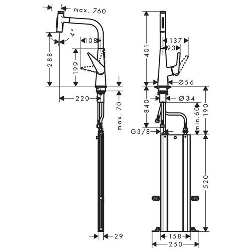 Смеситель для кухни Hansgrohe Talis Select S 73867000 на мойку хром - фото 2