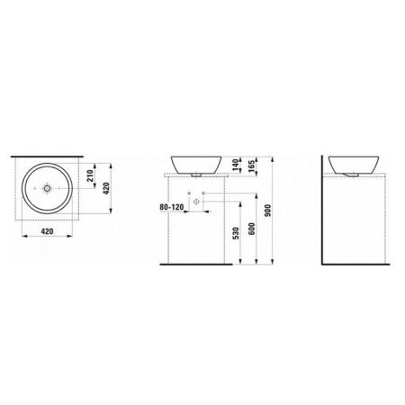 Раковина керамическая Laufen Pro 8.1296.2.000.109.1 40х40 накладная цвет белый без отверстий под смеситель
