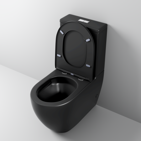 Унитаз напольный с бачком Grossman Торнадо GR-4446BMSQ черный с сиденьем безободковый смыв торнадо