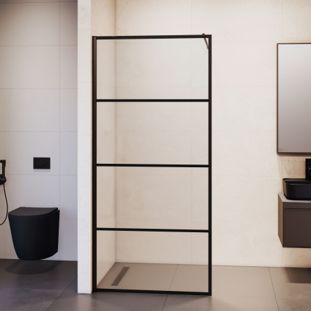 Душевая перегородка RGW Walk In 351001960-84 60х200 стекло с рисунком профиль черный