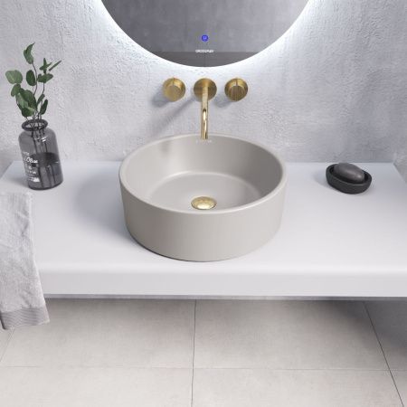 Раковина из сантехнического фаянса Grossman Color GR-3013GLM 40х40 накладная цвет серый без отверстий под смеситель