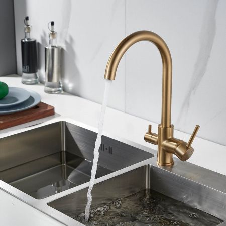 Смеситель для кухни Shevanik S128G на мойку золото