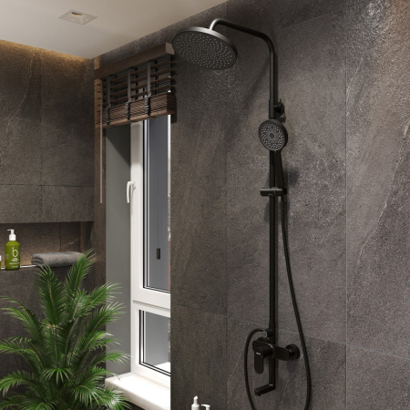 Душевая стойка Bond Circle B01-9188 настенная цвет черный матовый