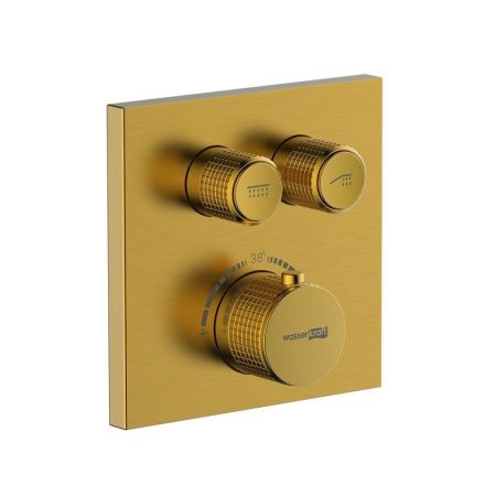 Смеситель для ванны и душа Wasserkraft Aisch 5500 5548 Thermo встраиваемый в стену золото с термостатом