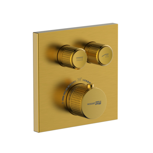 Смеситель для ванны и душа WasserKRAFT Aisch 5500 5548 Thermo встраиваемый золото - фото 2