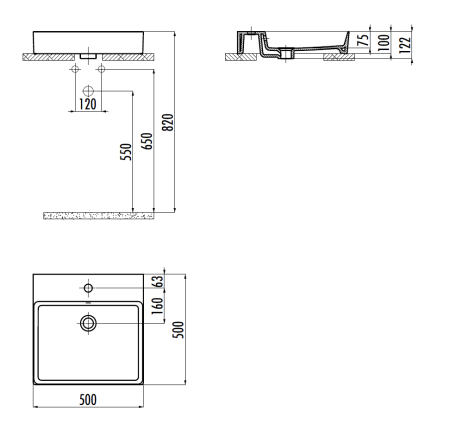 Раковина из сантехнического фарфора Creavit Volga VX255-00CB00E-0000 50х50 накладная цвет белый