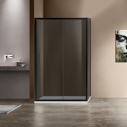 Душевой уголок Vincea Garda VSR-1G9012CGB 120х90 стекло тонированное профиль черный