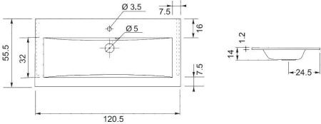 Раковина из искусственного камня Aquanet Мадонна НФ-00007495 120х60 полувстраиваемая цвет белый 1 отверстие под смеситель