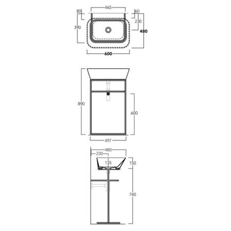 Раковина керамическая Simas WAVE WA04 nero matt*0 60 см накладная цвет черный без отверстий под смеситель